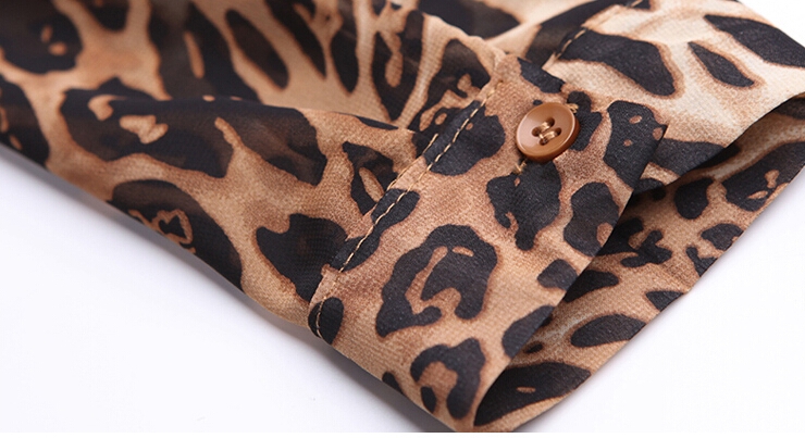 Elegant Dresses Fall Leopard Print Women Long Sleeve Ruffle - Coffee
