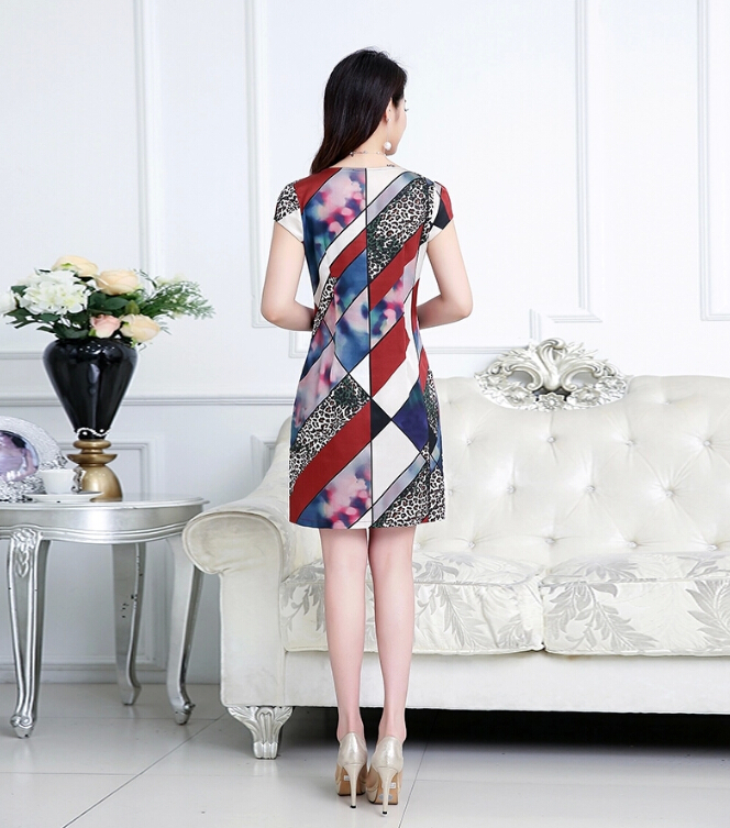 Elegant Dresses Summer Girls Printed Leopard Print Silk Knee Length - Red
