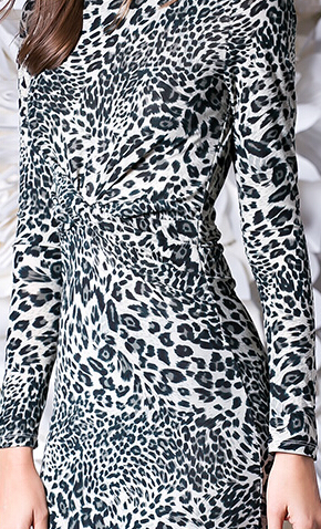 Elegant Dresses Winter Leopard Print Women Long Sleeve - Purple