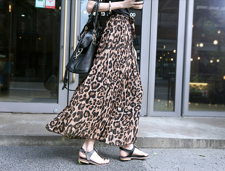 Fashion Dresses Girls Winter Leopard Print Long Semi Classy Chiffon - Coffee