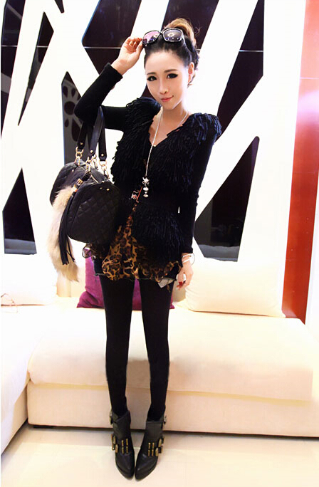 Fashion Dresses Ladies Leopard Print Chiffon Cotton Winter - Brown