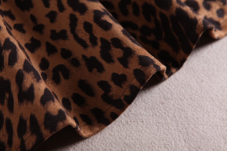 Fashion Dresses Ladies Leopard Print Sexy Knee Length Semi Leather - Brown