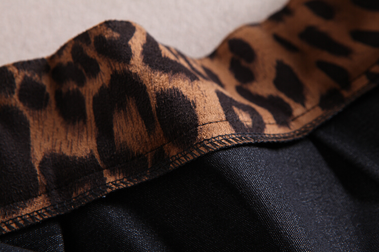 Fashion Dresses Ladies Leopard Print Sexy Knee Length Semi Leather - Brown