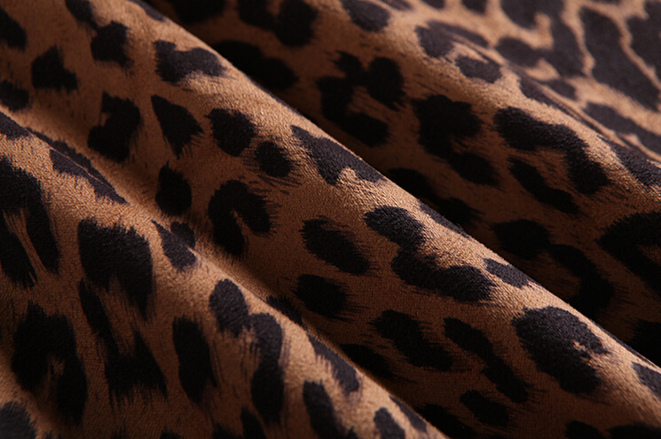 Fashion Dresses Ladies Leopard Print Sexy Knee Length Semi Leather - Brown