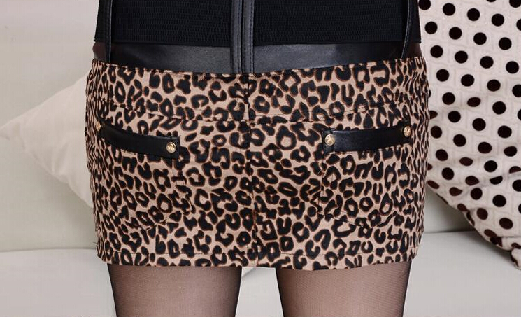 Fashion Dresses Ladies Leopard Print Sexy Short Semi Bodycon Low-Waist - Brown