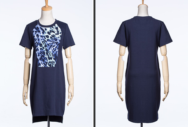 Fashion Dresses Summer Ladies Leopard Print Cotton Classy Short Knitted - Black