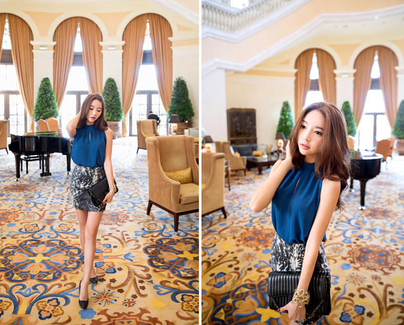 Fashion Dresses Summer Ladies Leopard Print Tunic Classy Short - Grey