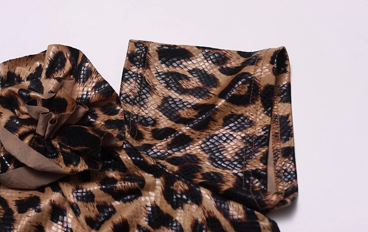 Fashion Dresses Summer Ladies Leopard Print Tunic Classy Short Knitted - Brown