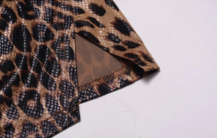 Fashion Dresses Summer Ladies Leopard Print Tunic Classy Short Knitted - Brown