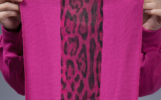 Fashion Dresses Winter Ladies Leopard Print Chiffon Plus Size Knitted - Rose