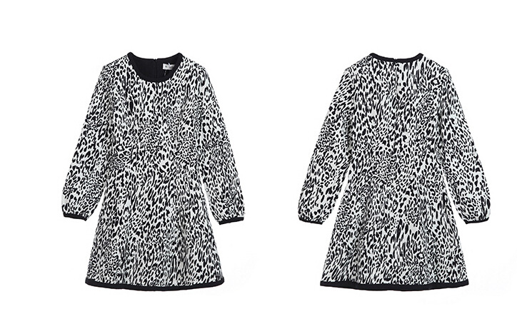 Funky Dresses Winter Ladies Leopard Print Printed Long Sleeved - White Black
