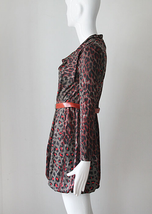 Funky Dresses Winter Ladies Leopard Print Tunic Printed Long Sleeved - Grey
