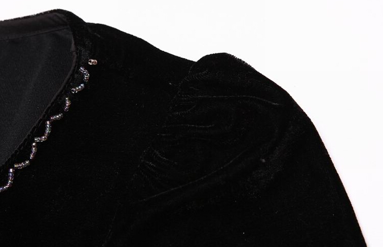 Funky Dresses Winter Ladies Leopard Print Velvet Knee Length - Black