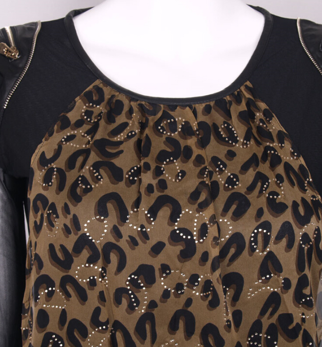 Funky Dresses Winter Ladies Ruffle Leopard Print Printed Chiffon - Black
