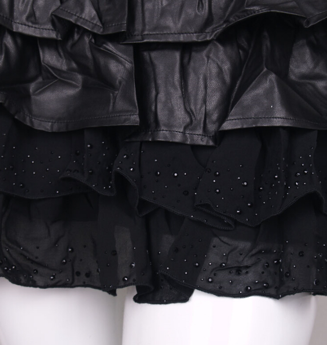 Funky Dresses Winter Ladies Ruffle Leopard Print Printed Chiffon - Black