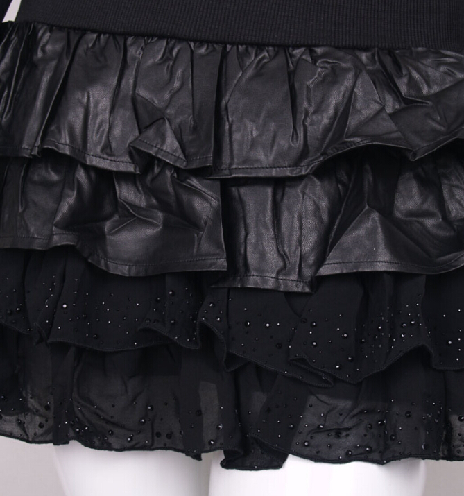 Funky Dresses Winter Ladies Ruffle Leopard Print Printed Chiffon - Black