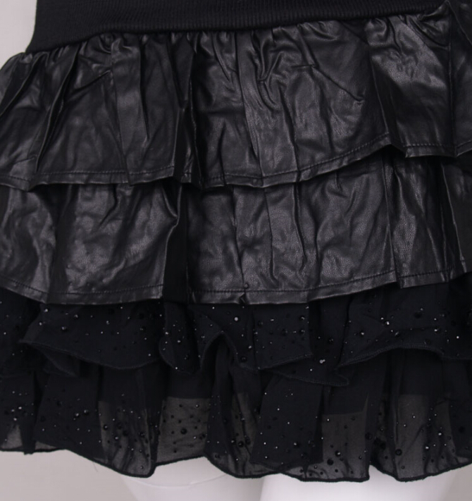 Funky Dresses Winter Ladies Ruffle Leopard Print Printed Chiffon - Black