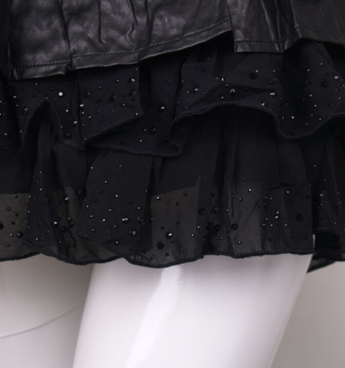 Funky Dresses Winter Ladies Ruffle Leopard Print Printed Chiffon - Black