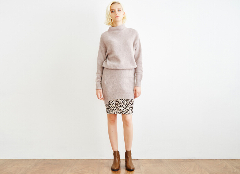 Funky Dresses Women Winter Leopard Print Knee Length Semi Short - White