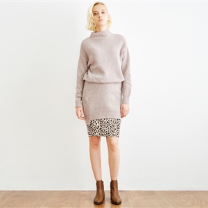 Funky Dresses Women Winter Leopard Print Knee Length Semi Short - White