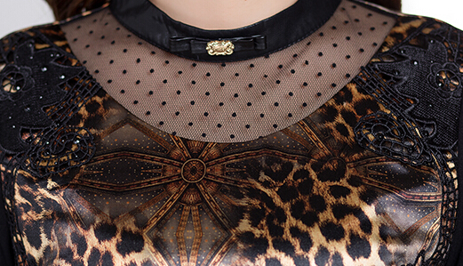Glamorous Dresses Leopard Print Women Plus Size Long Sleeve Fake Two - Black