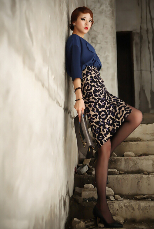 Gorgeous Dresses Ladies Leopard Print Sexy Semi Knee Length - Brown