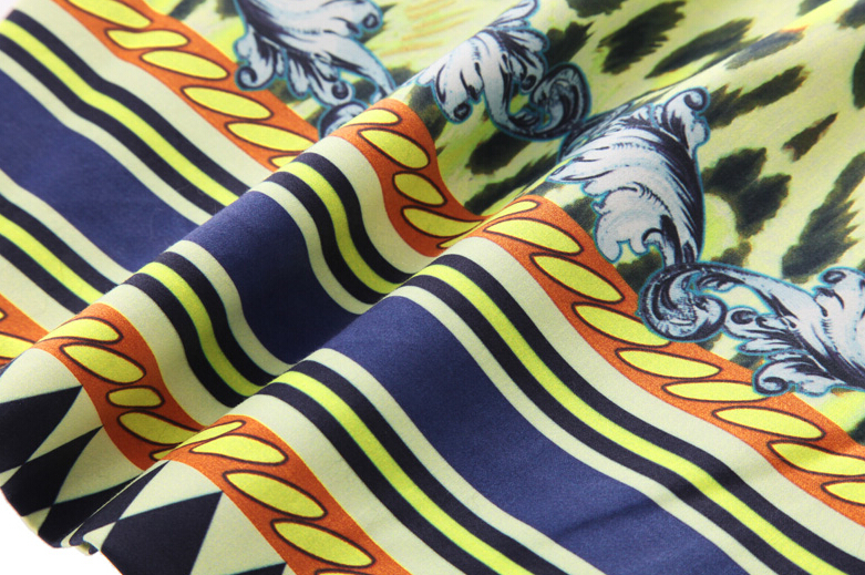 High Quality Dresses Ladies Leopard Print Knee Length Semi Printing - Yellow