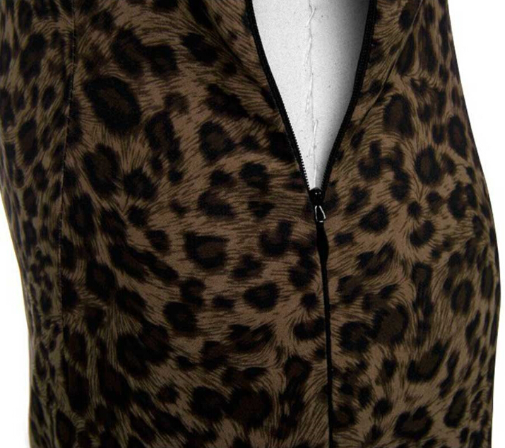 Sexy Dresses Spring Short Ladies Leopard Print Printed Lace Plus Size - Brown