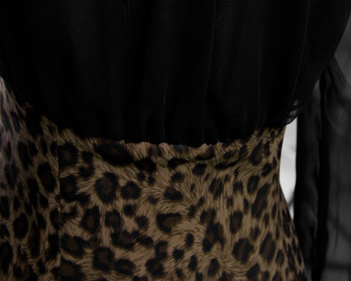Sexy Dresses Spring Short Ladies Leopard Print Printed Lace Plus Size - Brown