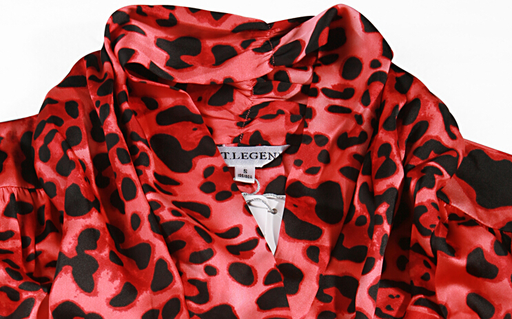 Sexy Dresses Summer Ladies Leopard Print Short Sleeved Chiffon Bowknot - Red