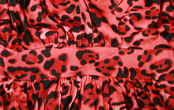 Sexy Dresses Summer Ladies Leopard Print Short Sleeved Chiffon Bowknot - Red