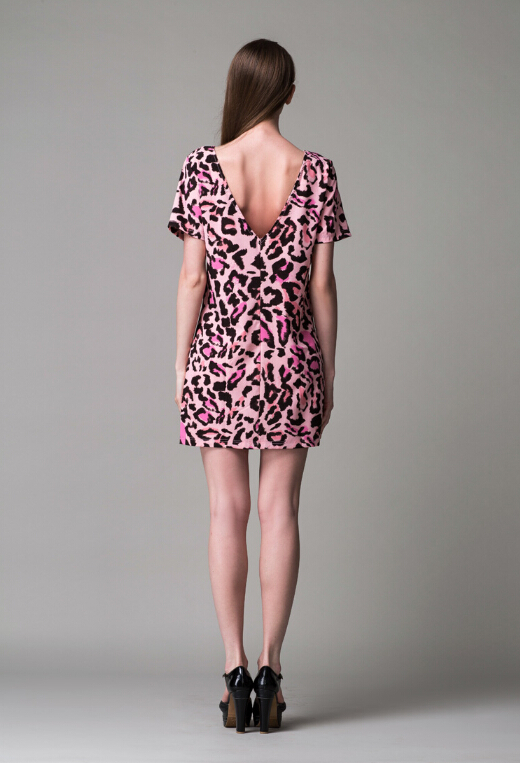 Sexy Dresses Summer Short Ladies Leopard Print Printed Open Back - Pink
