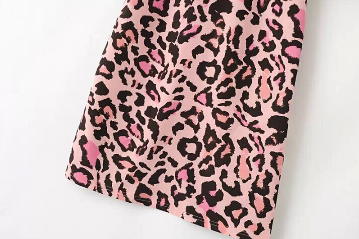 Sexy Dresses Summer Short Ladies Leopard Print Printed Open Back - Pink