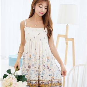 Sweet Dresses Summer Girls Affordable Floral Bohemian Coast Chiffon - White