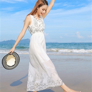 Sweet Dresses Summer Girls Affordable Flower Bohemian Coast Chiffon Long - White