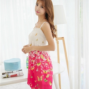 Sweet Dresses Summer Girls Affordable Printed Bohemian Coast Chiffon - Rose