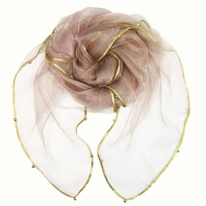 Cheap Sheer Beaded Scarf Shawls Women Winter Warm Chiffon Solid 180*110CM - Pink
