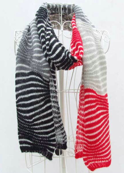 Cheap Zebra Print Scarves Wrap Women Winter Warm Cashmere 200*45CM - Black Red