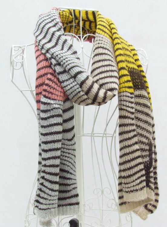 Cheap Zebra Print Scarves Wrap Women Winter Warm Cashmere 200*45CM - White Yellow