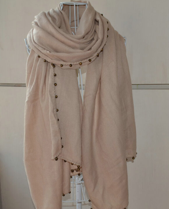 Classic Beaded Scarf Scarves For Women Winter Warm Cotton Panties 215*85CM - Beige
