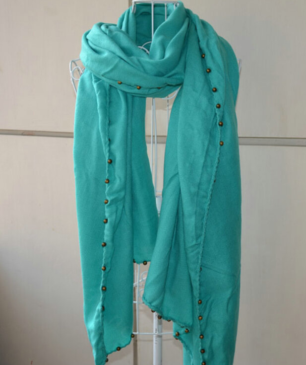 Classic Beaded Scarf Scarves For Women Winter Warm Cotton Panties 215*85CM - Blackish Green