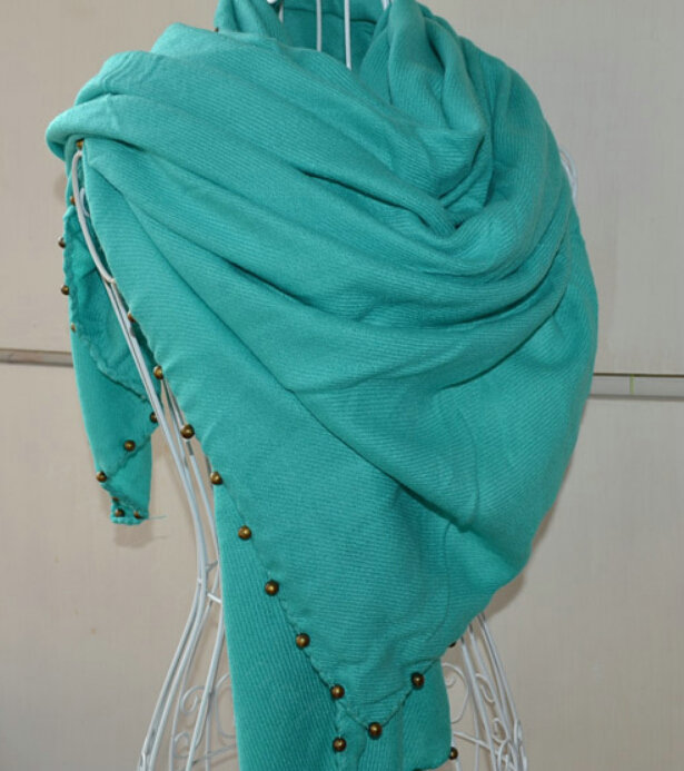 Classic Beaded Scarf Scarves For Women Winter Warm Cotton Panties 215*85CM - Blackish Green