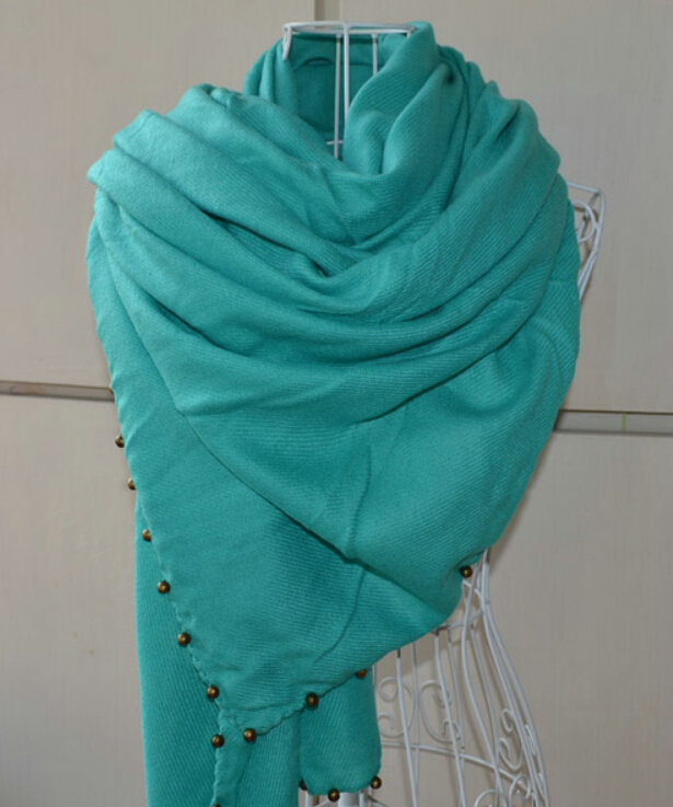 Classic Beaded Scarf Scarves For Women Winter Warm Cotton Panties 215*85CM - Blackish Green
