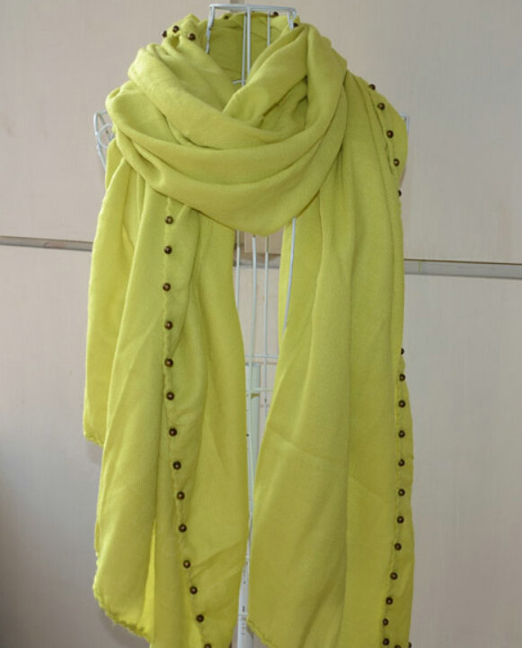 Classic Beaded Scarf Scarves For Women Winter Warm Cotton Panties 215*85CM - Green