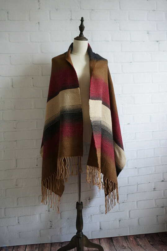 Classic Fringe Fringed Scarves Wrap Women Winter Warm Cashmere Panties 180*70CM - Brown