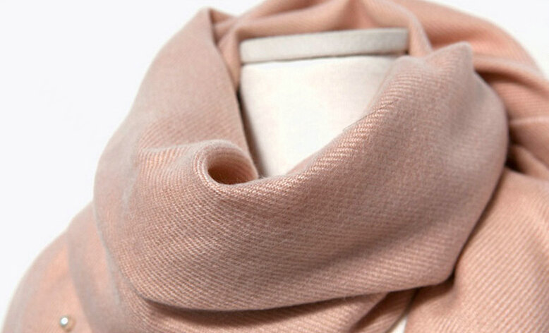 Classic Fringed Beaded Scarf Scarves For Women Winter Warm Cotton Panties 183*66CM - Rose