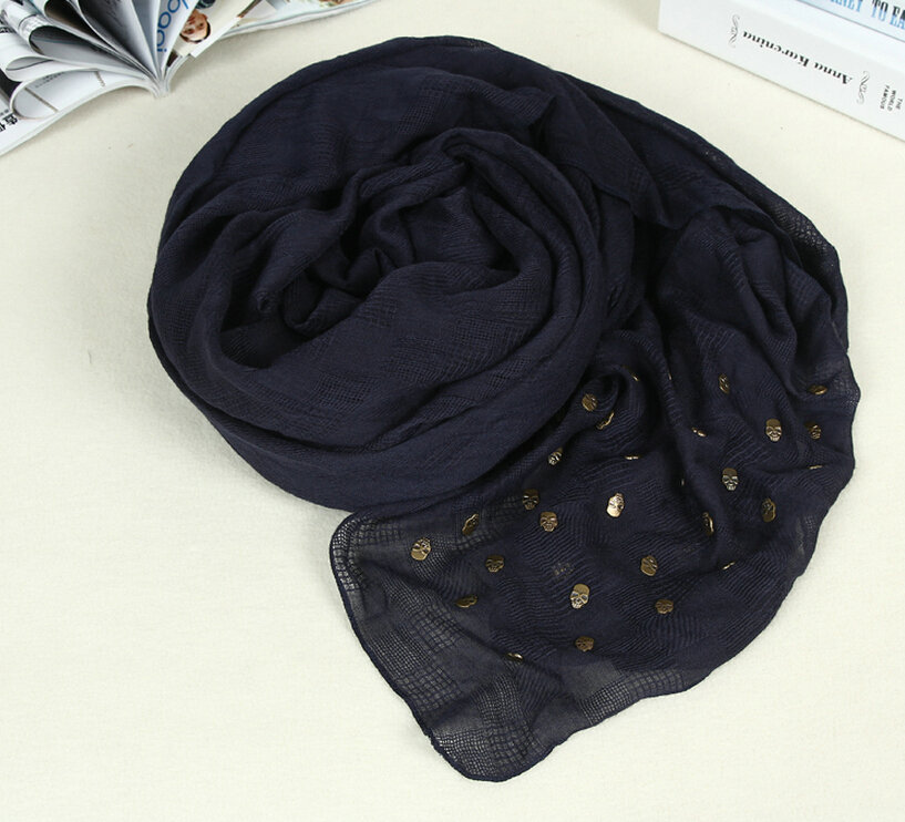 Classic Skull Scarf Scarves For Women Winter Warm Cotton Panties 160*160CM - Blue