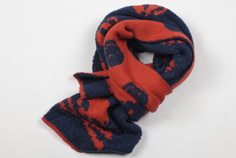 Classic Skull Scarf Shawls Women Winter Warm Wool Panties 170*30CM - Orange