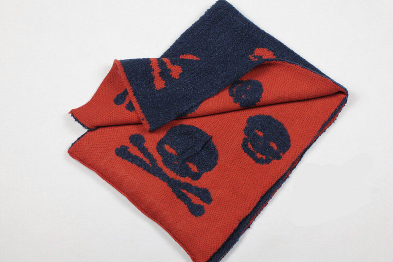 Classic Skull Scarf Shawls Women Winter Warm Wool Panties 170*30CM - Orange