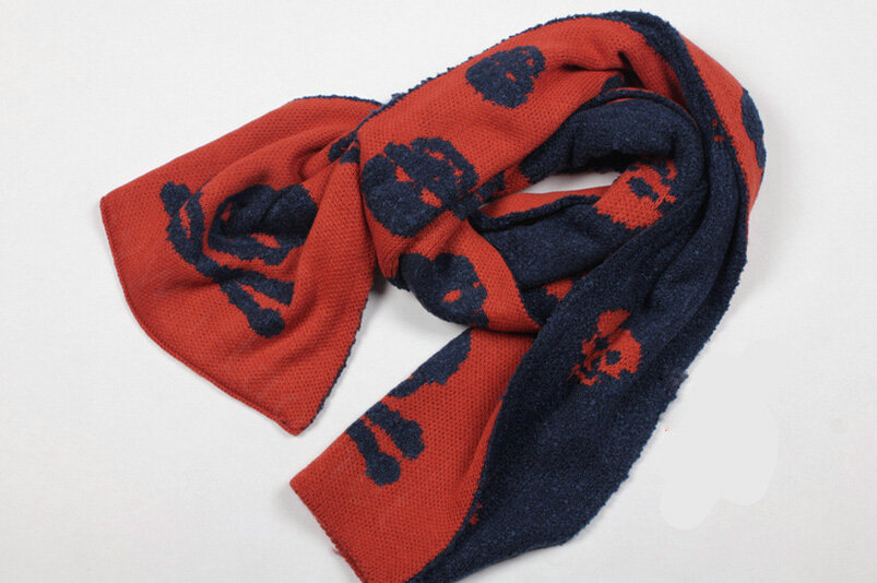Classic Skull Scarf Shawls Women Winter Warm Wool Panties 170*30CM - Orange